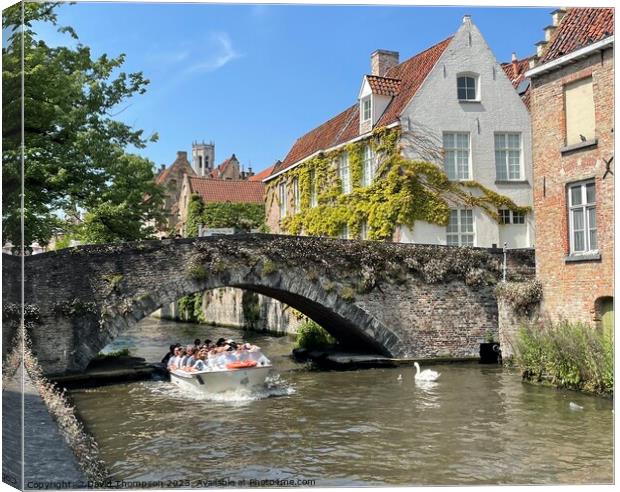 Bruges Canals  Canvas Print by David Thompson