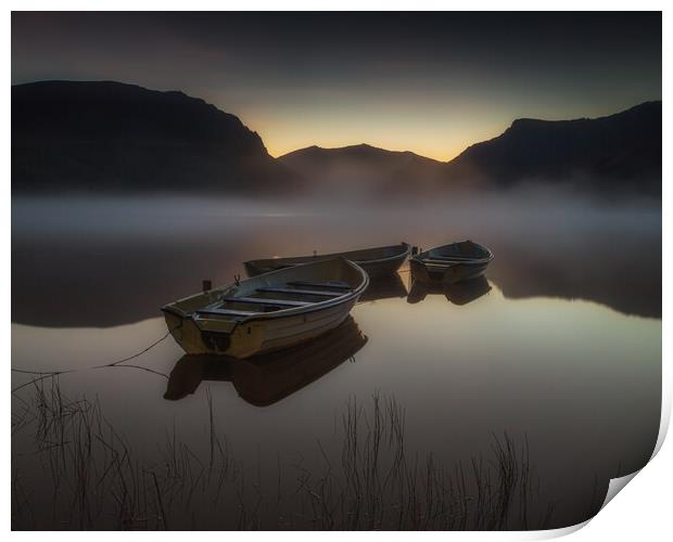 Fishing boats at dawn Print by Rory Trappe