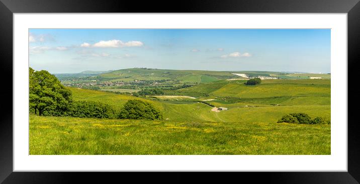 Looking east over Steyning Bowl and the South Down Framed Mounted Print by Malcolm McHugh