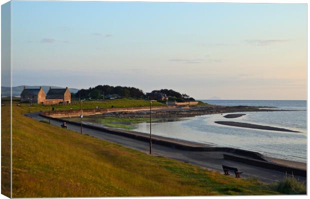 Prestwick prom and shorefront at sunset Canvas Print by Allan Durward Photography