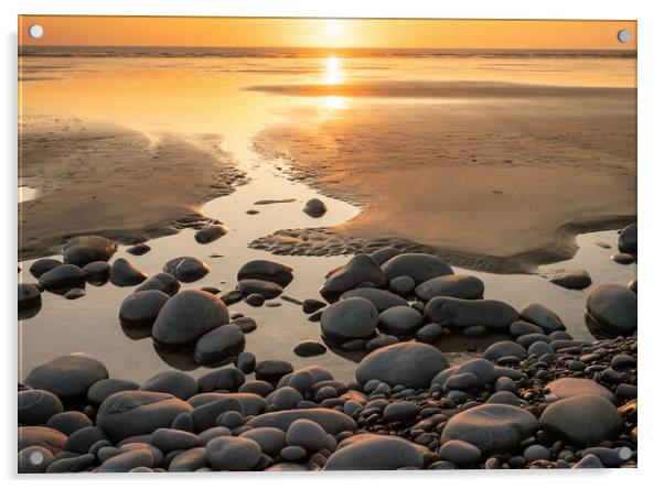 Pebble Beach Sunset Acrylic by Tony Twyman