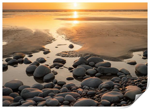 Pebble Beach Sunset Print by Tony Twyman