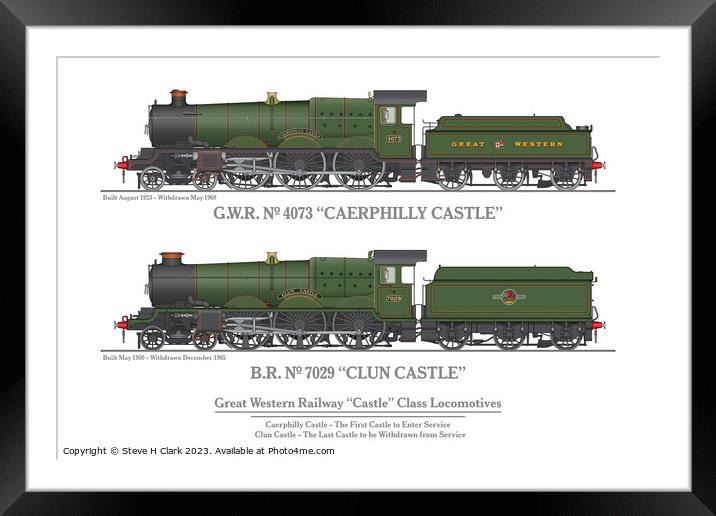 The First and Last Castle Class Locomotives in Ser Framed Mounted Print by Steve H Clark