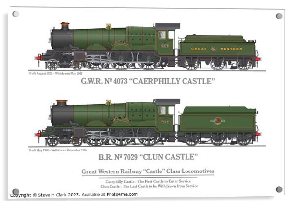 The First and Last Castle Class Locomotives in Ser Acrylic by Steve H Clark