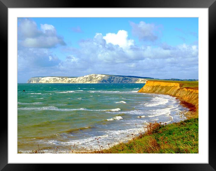 Power and Serenity: A Windy Day at Compton Bay Framed Mounted Print by john hill