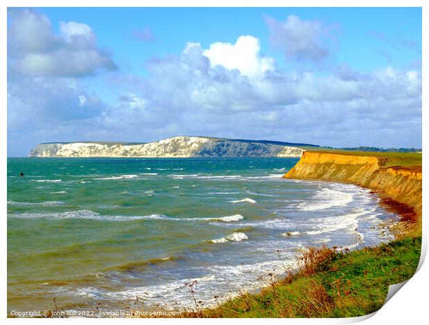 Power and Serenity: A Windy Day at Compton Bay Print by john hill