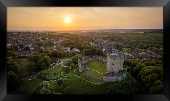 Conisbrough Castle Sunset Framed Print by Apollo Aerial Photography