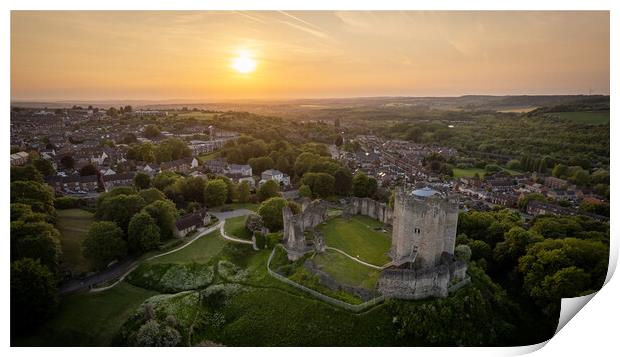 Conisbrough Castle Sunset Print by Apollo Aerial Photography