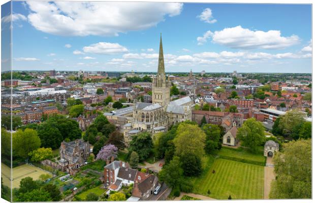 Norwich Cathedral Aerial View Canvas Print by Apollo Aerial Photography