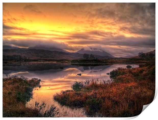 Golden Sunrise Over Loch Ba Print by Aj’s Images