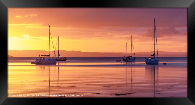 Serene Dawn at Lamlash Bay Framed Print by Jim Monk