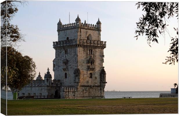 Belém Tower in the evening hours iduring sunset Canvas Print by Lensw0rld 