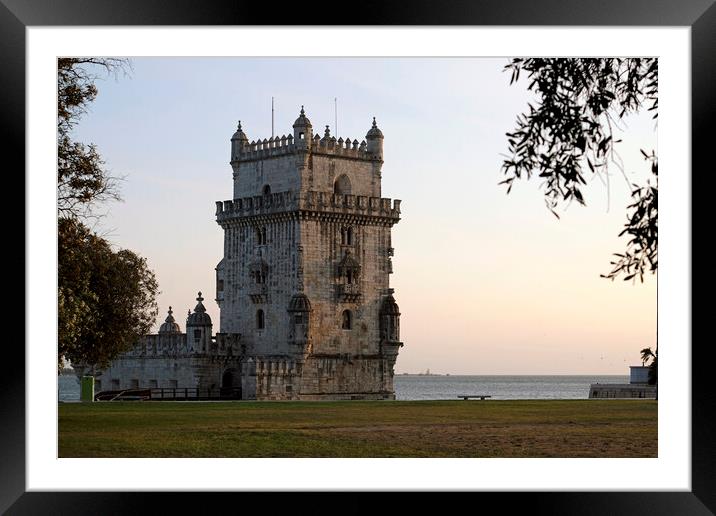 Belém Tower in the evening hours iduring sunset Framed Mounted Print by Lensw0rld 