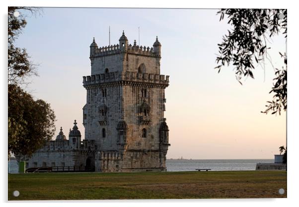 Belém Tower in the evening hours iduring sunset Acrylic by Lensw0rld 