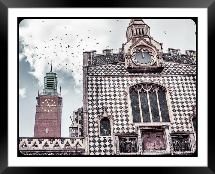 Soaring over the Norwich Guildhall Framed Mounted Print by Rus Ki