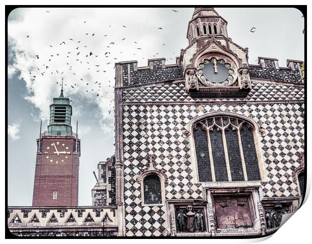 Soaring over the Norwich Guildhall Print by Rus Ki