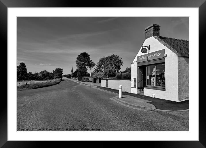 Duffus Village Scenic View in Black and White Framed Mounted Print by Tom McPherson