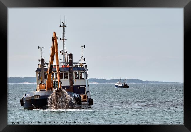 Selkie Dredging at Burghead Harbour Framed Print by Tom McPherson