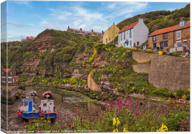 Spring Colour in Staithes Canvas Print by Janet Carmichael