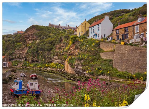 Spring Colour in Staithes Print by Janet Carmichael