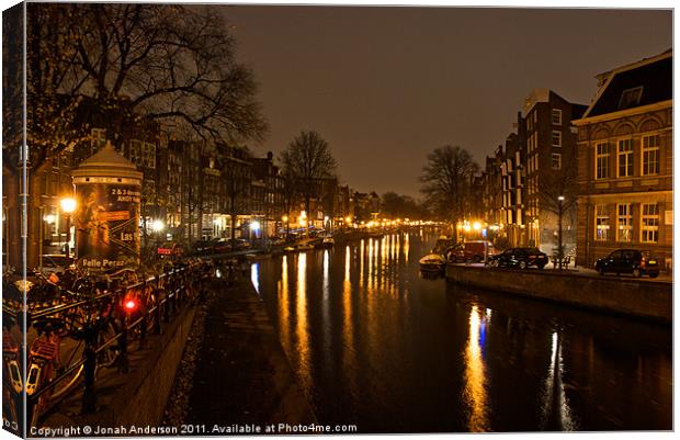 Prinsengracht Canal after dark Canvas Print by Jonah Anderson Photography
