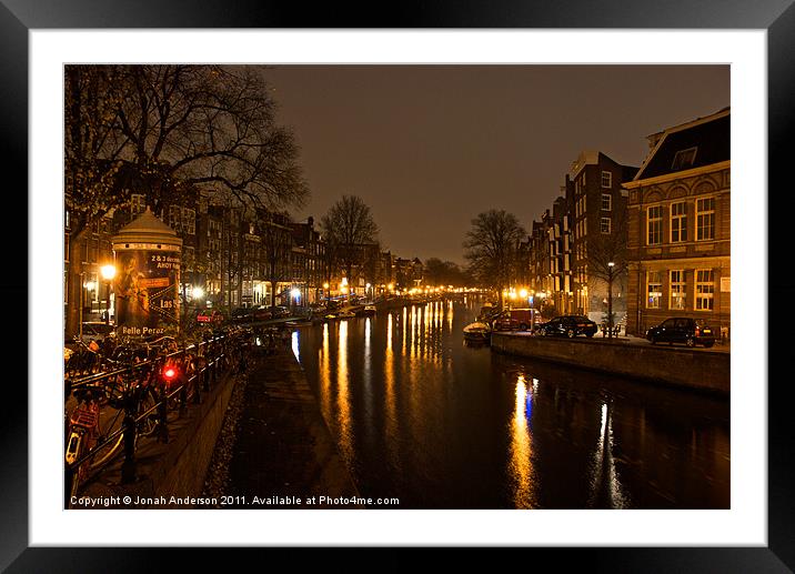 Prinsengracht Canal after dark Framed Mounted Print by Jonah Anderson Photography