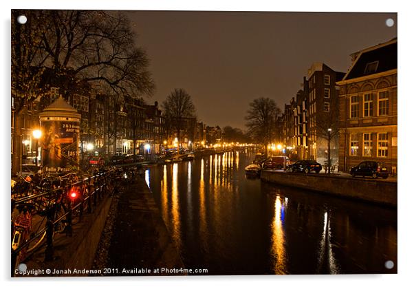 Prinsengracht Canal after dark Acrylic by Jonah Anderson Photography