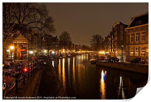 Prinsengracht Canal after dark Print by Jonah Anderson Photography