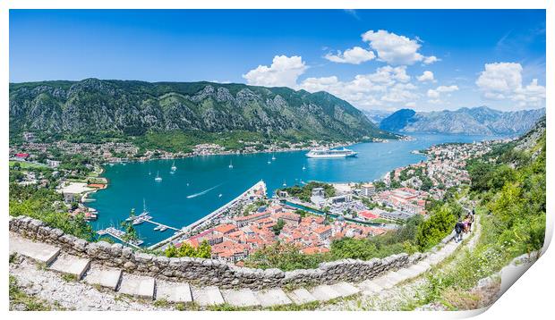Kotor old town behind the Ladder of Kotor Print by Jason Wells