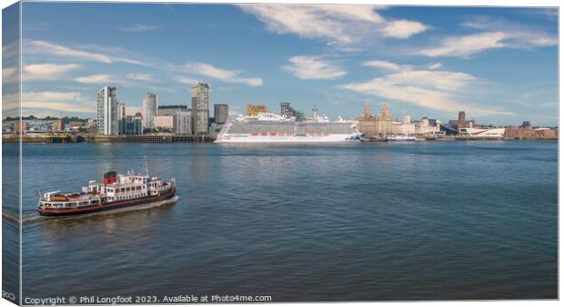 Ferry crossing the Mersey from Wirral to Liverpool Canvas Print by Phil Longfoot