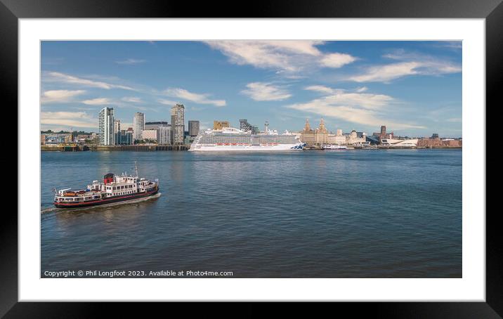 Ferry crossing the Mersey from Wirral to Liverpool Framed Mounted Print by Phil Longfoot