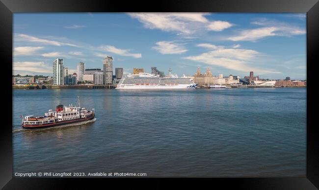 Ferry crossing the Mersey from Wirral to Liverpool Framed Print by Phil Longfoot