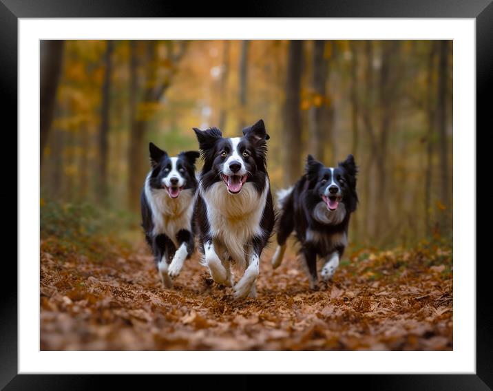 Three Border Collies Framed Mounted Print by Steve Smith