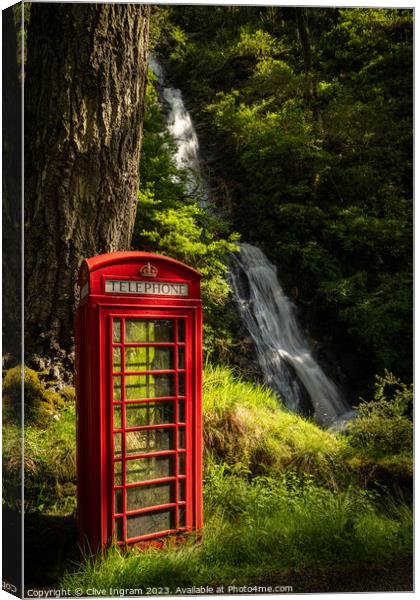 Rustic Red Telephone Booth Canvas Print by Clive Ingram