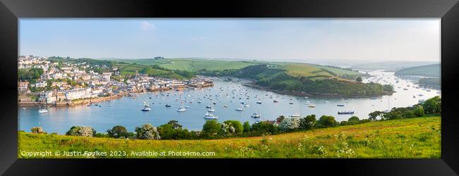 Salcombe and Kingsbridge Estuary Panorama Framed Print by Justin Foulkes