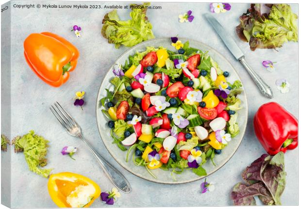 Tasty summer salad with edible flowers Canvas Print by Mykola Lunov Mykola