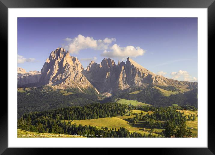 Sassolungo mountain view from Seiser Alm. Dolomites Framed Mounted Print by Stefano Orazzini