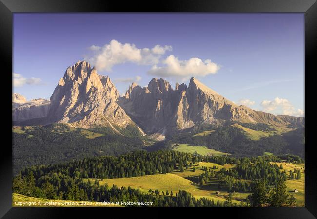 Sassolungo mountain view from Seiser Alm. Dolomites Framed Print by Stefano Orazzini