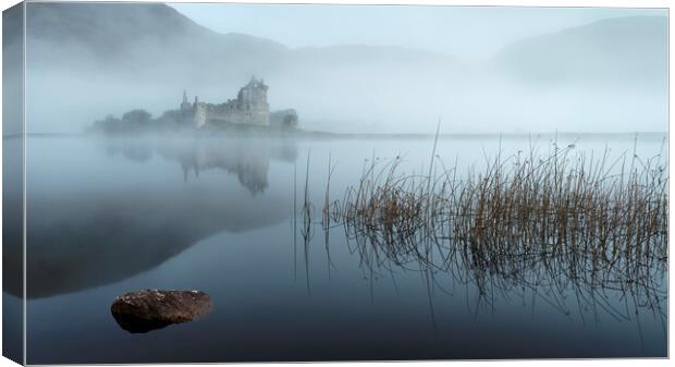 Pre Dawn Mist on Kilchurn Castle  Canvas Print by Anthony McGeever