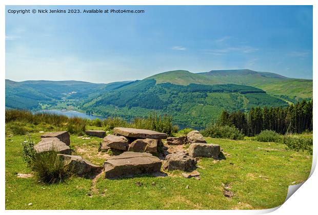 Waun Rydd and Talybont Valley Brecon Beacons Print by Nick Jenkins