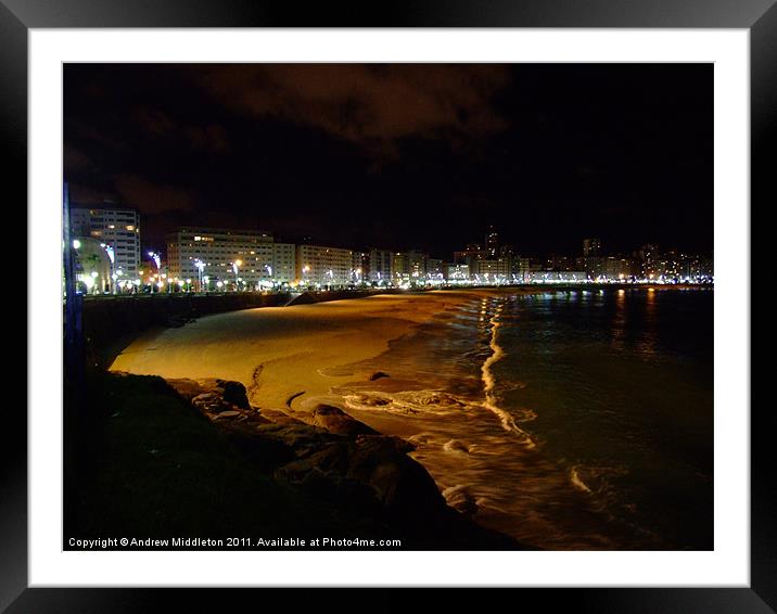 Playa de Riazor, Galicia Framed Mounted Print by Andrew Middleton