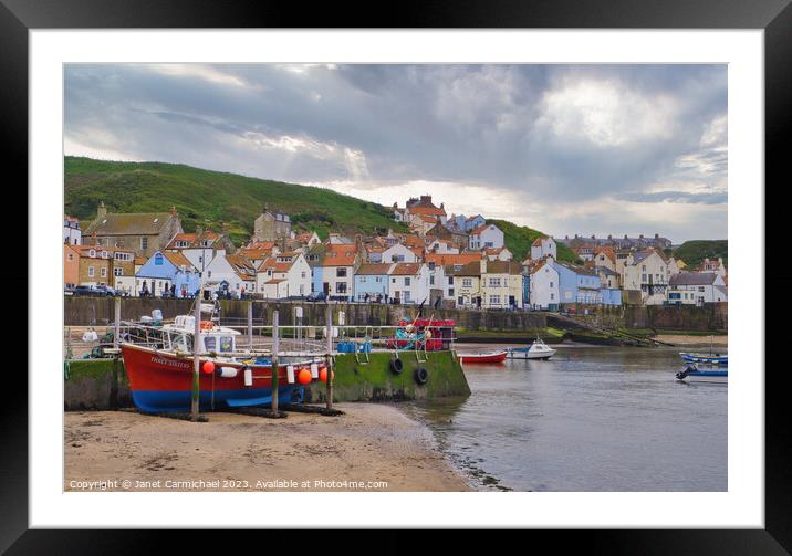Staithes Harbour Framed Mounted Print by Janet Carmichael