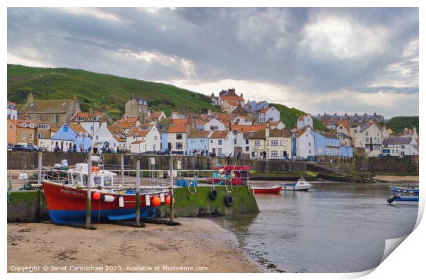 Staithes Harbour Print by Janet Carmichael