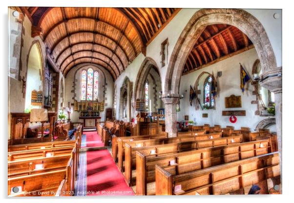 Porlock Church Somerset Acrylic by David Pyatt