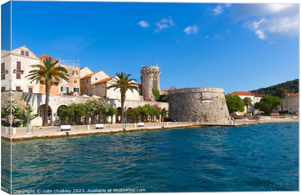 Seafront of Korcula Town, Croatia Canvas Print by colin chalkley