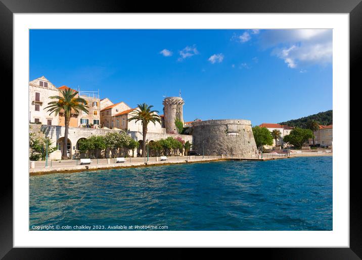 Seafront of Korcula Town, Croatia Framed Mounted Print by colin chalkley