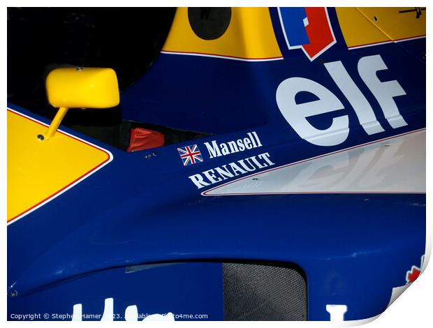Nigel Mansell's Racing Car Print by Stephen Hamer