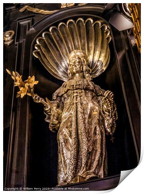 Silver Virgin Mary Black Madonna Icon Church Jasna Gora Poland Print by William Perry