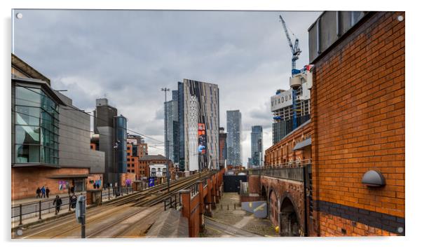 Deansgate Skyline: A Captivating Manchester Citysc Acrylic by Jason Wells