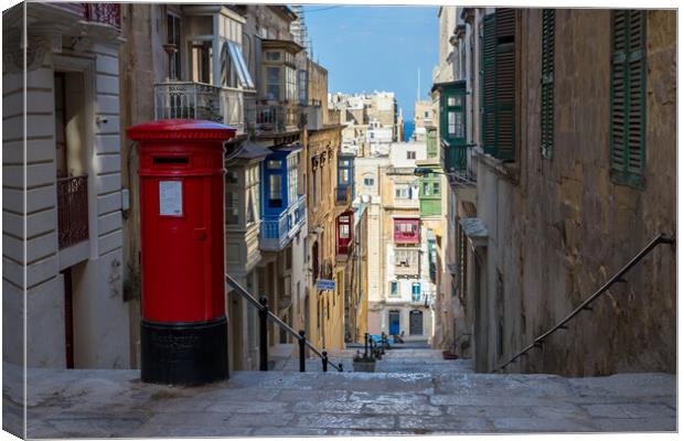 Valletta's Iconic Red Post Box Canvas Print by Jason Wells